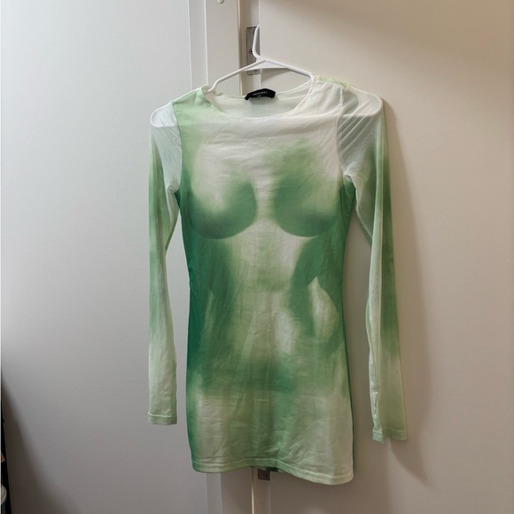 Sheer Green Body Print Outcast Dress - Picture 1 of 2